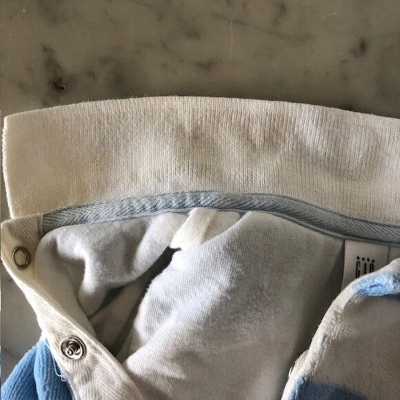 BABY GAP Velour Blue White Stripe Long Sleeve Pocket One Piece 3-6 Mos - Picture 11 of 15